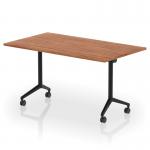 Impulse Plus Flip Top 1400mm Rectangular Table With Black Foot Walnut Top I006570
