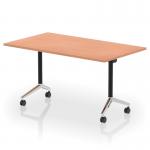 Impulse Plus Flip Top 1400mm Rectangular Table With Chrome Foot Beech Top I006572