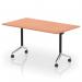 Impulse Plus Flip Top 1400mm Rectangular Table With Chrome Foot Beech Top I006572