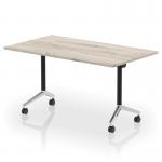 Impulse Plus Flip Top 1400mm Rectangular Table With Chrome Foot Grey Oak Top I006573