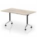 Impulse Plus Flip Top 1400mm Rectangular Table With Chrome Foot Grey Oak Top I006573
