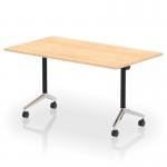 Impulse Plus Flip Top 1400mm Rectangular Table With Chrome Foot Maple Top I006574