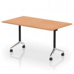 Impulse Plus Flip Top 1400mm Rectangular Table With Chrome Foot Oak Top I006575