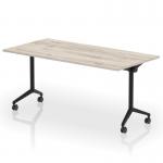 Impulse Plus Flip Top 1600mm Rectangular Table With Black Foot Grey Oak Top I006579