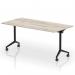 Impulse Plus Flip Top 1600mm Rectangular Table With Black Foot Grey Oak Top I006579