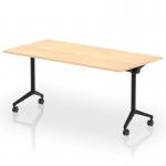 Impulse Plus Flip Top 1600mm Rectangular Table With Black Foot Maple Top I006580