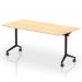 Impulse Plus Flip Top 1600mm Rectangular Table With Black Foot Maple Top I006580