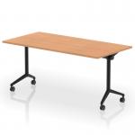 Impulse Plus Flip Top 1600mm Rectangular Table With Black Foot Oak Top I006581