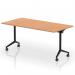 Impulse Plus Flip Top 1600mm Rectangular Table With Black Foot Oak Top I006581