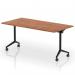 Impulse Plus Flip Top 1600mm Rectangular Table With Black Foot Walnut Top I006582