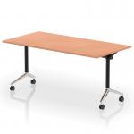 Impulse Plus Flip Top 1600mm Rectangular Table With Chrome Foot Beech Top I006584