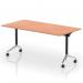 Impulse Plus Flip Top 1600mm Rectangular Table With Chrome Foot Beech Top I006584