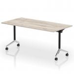 Impulse Plus Flip Top 1600mm Rectangular Table With Chrome Foot Grey Oak Top I006585