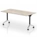 Impulse Plus Flip Top 1600mm Rectangular Table With Chrome Foot Grey Oak Top I006585