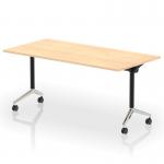 Impulse Plus Flip Top 1600mm Rectangular Table With Chrome Foot Maple Top I006586