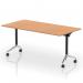 Impulse Plus Flip Top 1600mm Rectangular Table With Chrome Foot Oak Top I006587