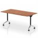 Impulse Plus Flip Top 1600mm Rectangular Table With Chrome Foot Walnut Top I006588