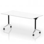 Impulse Plus Flip Top 1600mm Rectangular Table With Chrome Foot White Top I006589