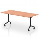 Impulse Plus Flip Top 1800mm Rectangular Table With Black Foot Beech Top I006590