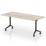 Impulse Plus Flip Top 1800mm Rectangular Table With Black Foot Grey Oak Top I006591