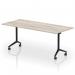 Impulse Plus Flip Top 1800mm Rectangular Table With Black Foot Grey Oak Top I006591