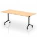 Impulse Plus Flip Top 1800mm Rectangular Table With Black Foot Maple Top I006592