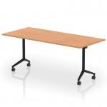 Impulse Plus Flip Top 1800mm Rectangular Table With Black Foot Oak Top I006593