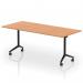 Impulse Plus Flip Top 1800mm Rectangular Table With Black Foot Oak Top I006593