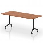 Impulse Plus Flip Top 1800mm Rectangular Table With Black Foot Walnut Top I006594