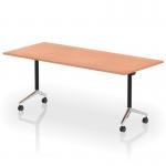 Impulse Plus Flip Top 1800mm Rectangular Table With Chrome Foot Beech Top I006596