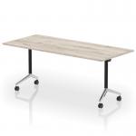Impulse Plus Flip Top 1800mm Rectangular Table With Chrome Foot Grey Oak Top I006597