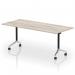 Impulse Plus Flip Top 1800mm Rectangular Table With Chrome Foot Grey Oak Top I006597