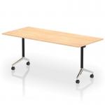 Impulse Plus Flip Top 1800mm Rectangular Table With Chrome Foot Maple Top I006598