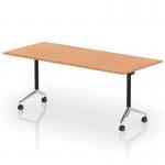 Impulse Plus Flip Top 1800mm Rectangular Table With Chrome Foot Oak Top I006599