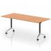 Impulse Plus Flip Top 1800mm Rectangular Table With Chrome Foot Oak Top I006599