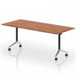 Impulse Plus Flip Top 1800mm Rectangular Table With Chrome Foot Walnut Top I006600