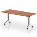 Impulse Plus Flip Top 1800mm Rectangular Table With Chrome Foot Walnut Top I006600