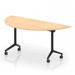 Impulse Plus Flip Top 1600mm Semi-Circle Table With Black Foot Maple Top I006604