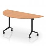 Impulse Plus Flip Top 1600mm Semi-Circle Table With Black Foot Oak Top I006605
