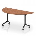 Impulse Plus Flip Top 1600mm Semi-Circle Table With Black Foot Walnut Top I006606
