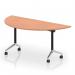 Impulse Plus Flip Top 1600mm Semi-Circle Table With Chrome Foot Beech Top I006608