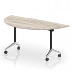 Impulse Plus Flip Top 1600mm Semi-Circle Table With Chrome Foot Grey Oak Top I006609