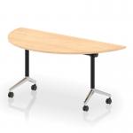 Impulse Plus Flip Top 1600mm Semi-Circle Table With Chrome Foot Maple Top I006610