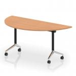 Impulse Plus Flip Top 1600mm Semi-Circle Table With Chrome Foot Oak Top I006611