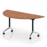 Impulse Plus Flip Top 1600mm Semi-Circle Table With Chrome Foot Walnut Top I006612