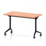 Impulse Plus Flip Top 1200 x 600mm Slimline Rectangular Table With Black Foot Beech Top I006614