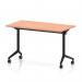 Impulse Plus Flip Top 1200 x 600mm Slimline Rectangular Table With Black Foot Beech Top I006614