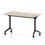 Impulse Plus Flip Top 1200 x 600mm Slimline Rectangular Table With Black Foot Grey Oak Top I006615