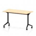 Impulse Plus Flip Top 1200 x 600mm Slimline Rectangular Table With Black Foot Maple Top I006616