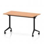 Impulse Plus Flip Top 1200 x 600mm Slimline Rectangular Table With Black Foot Oak Top I006617